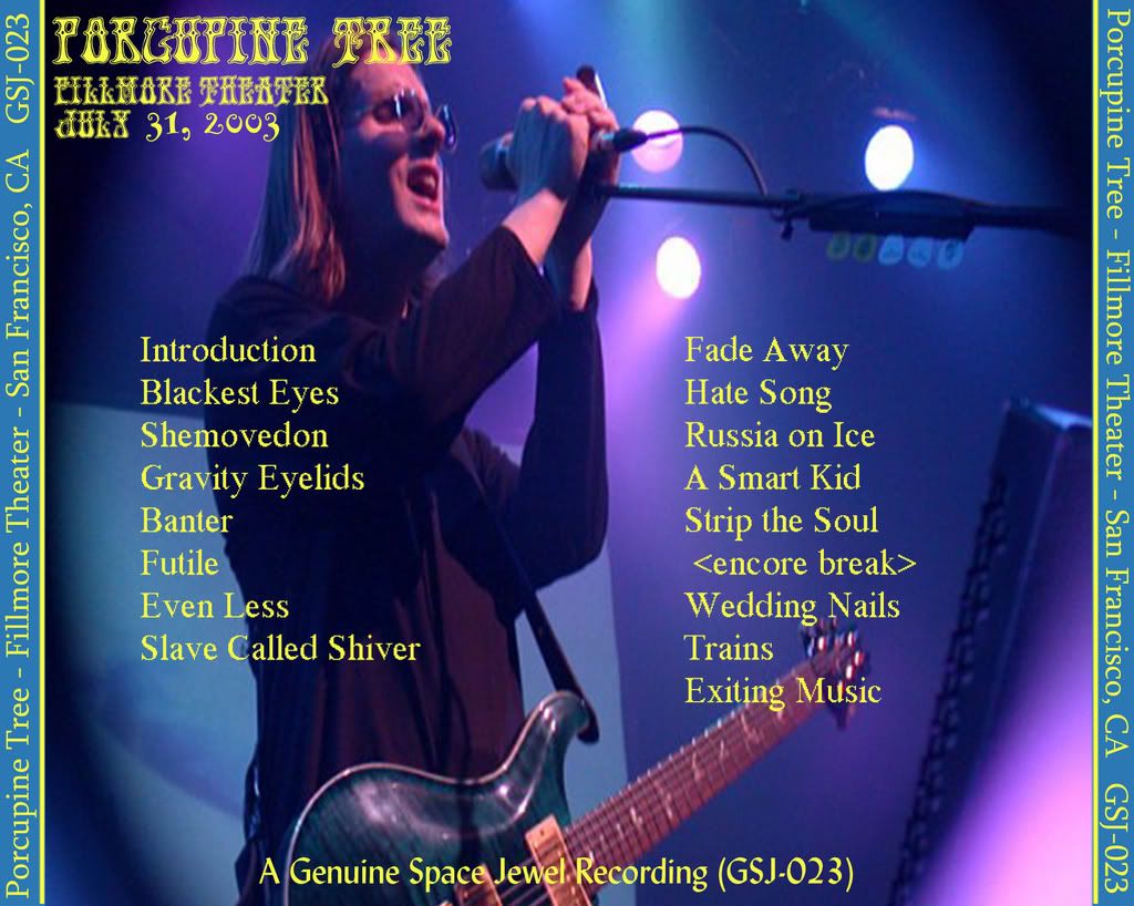 Porcupine Tree at the Fillmore Back CD Cover