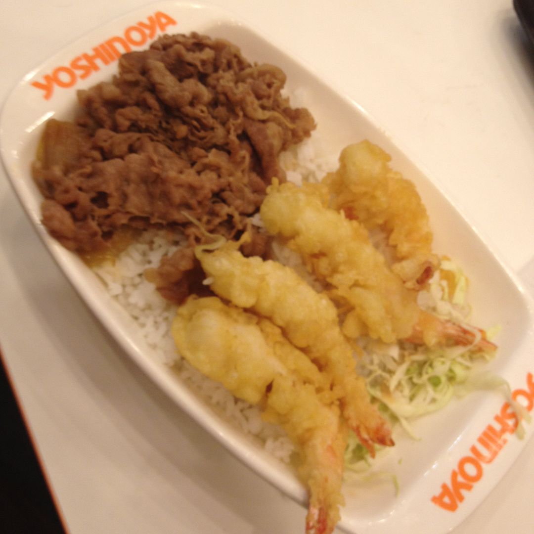 Yoshinoya Japanese Restaurant in Cebu City, Philippines Beef and tempura at Yoshinoya Japanese Restaurant in Cebu City, Philippines