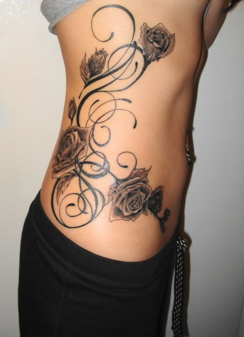 Tribal Tattoos On Ribs. free rib ivy roses tattoo