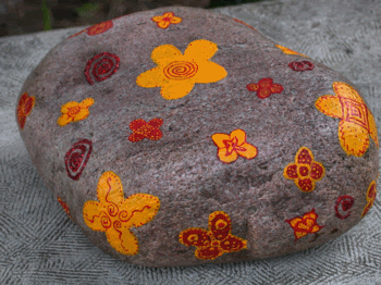 Painted Stone ~ Flowers Pictures, Images and Photos