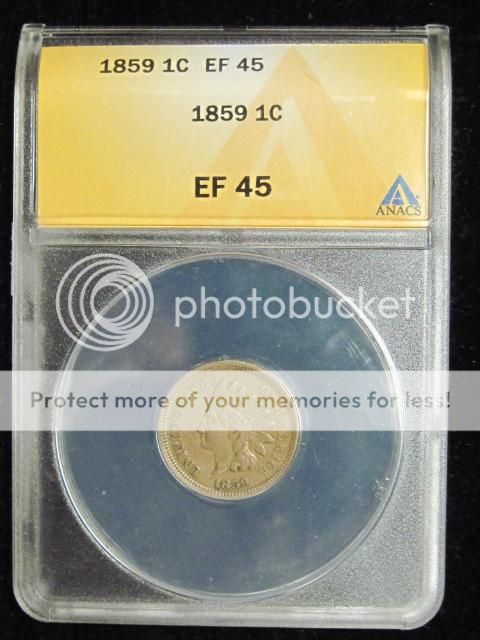 1859 Indian Head Penny ANACS EF 45  