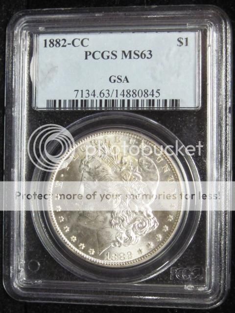 1882 CC Silver Morgan Dollar PCGS MS 63   GSA    