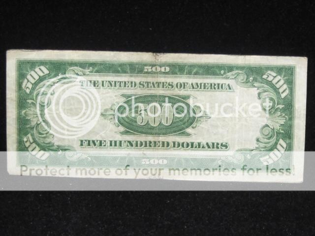 500 Federal Reserve Note Chicago Illinois Series of 1928 Green Seal 