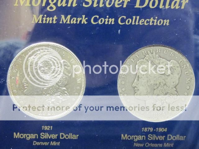 Set of 4 Silver Morgan Dollars 1881 S 1883 1921 D 1884 O in plastic 