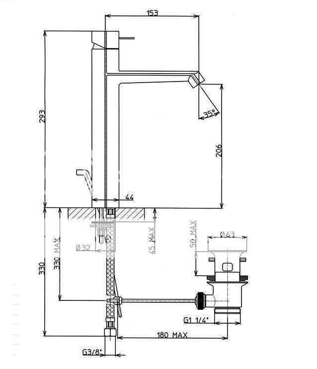 Teorema Tamo2 6D34111Single lever sink mixer Tall NIB  